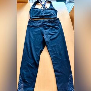 Women’s Express Core Black Leggings with Matching Sports Bra Set - Size: Medium.